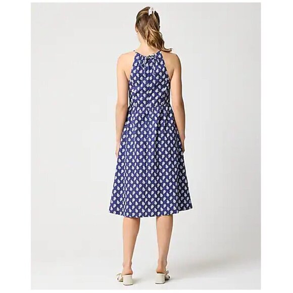 J. Crew Strappy Poplin Halter Dress Blue Floral Size 2/XS NWT J. Crew Strappy Poplin Halter Dress Blue Floral Size 2/XS NWT